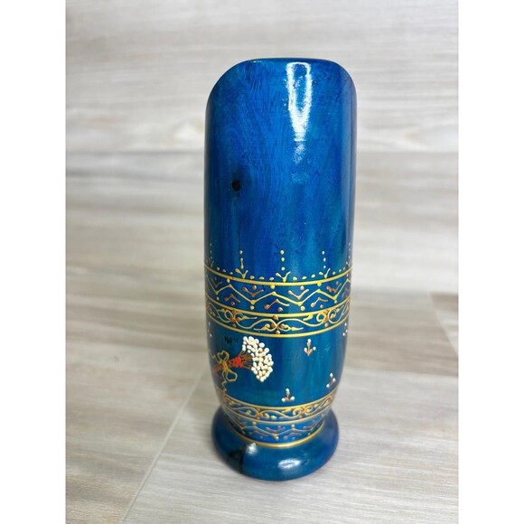 Handmade North Africa Olive Wood 4 Shot Mugs Hand Crafted Glass Mugs Colorful - Picture 8 of 10